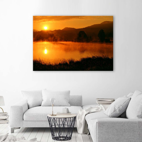 Union Rustic Leinwandbild Sonnenuntergang In Den Bergen Wayfair De